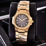 Swiss Quality Copy Patek Philippe Nautilus Ladies Watch Gold Diamond Bezel